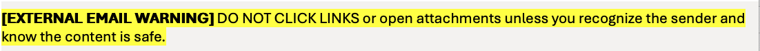 External Email Yellow Tag