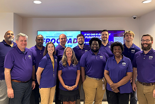 Group photo of IT Customer Support Team at the FrogPad